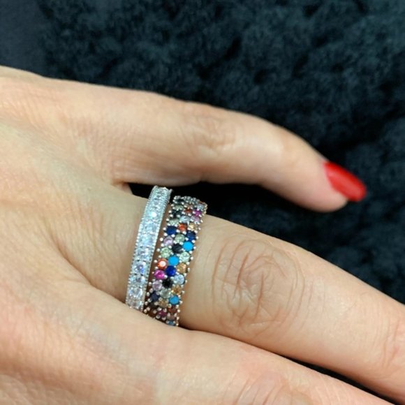 New Sterling Silver Eternity Band Bridal Ring - Picture 4 of 8